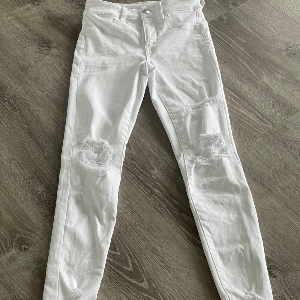 American eagle high rise jegging white distressed